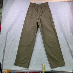 H&M Divided Womens Olive Green High Waisted Wide Leg Utility Carpentef Pants Sz0